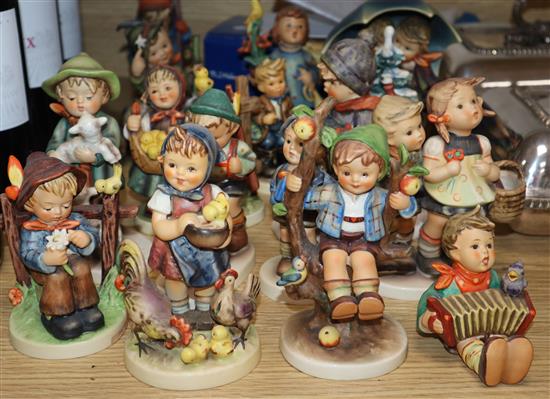 Sixteen Hummel figures including stormy weather